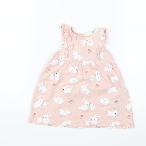 H&M Baby Pink   Shift  Size 6-9 Months  - Bunnies