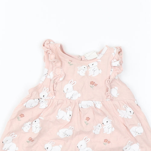 H&M Baby Pink   Shift  Size 6-9 Months  - Bunnies