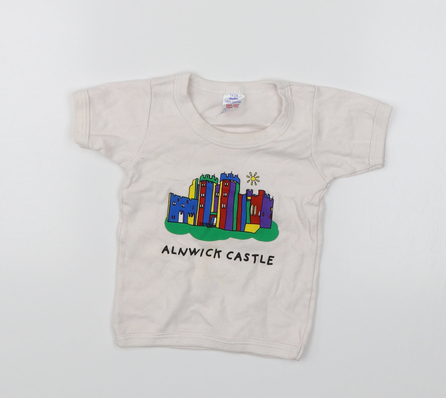 Preworn Baby White   Basic T-Shirt Size 18-24 Months  - Alnwick Castle