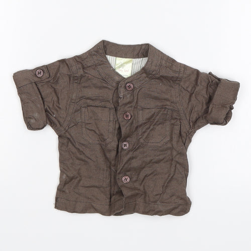 Tiny Ted Baby Brown   Basic Button-Up Size 0-3 Months