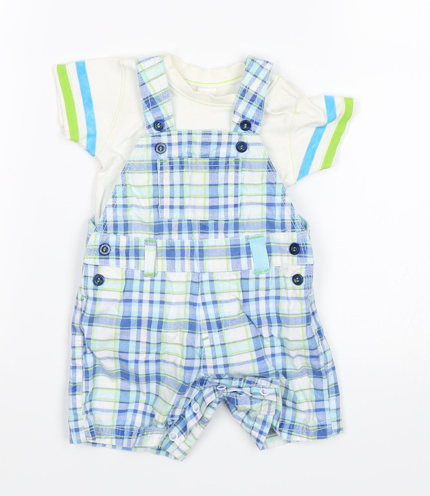 NEXT Baby Blue Check  Dungaree One-Piece Size 0-3 Months