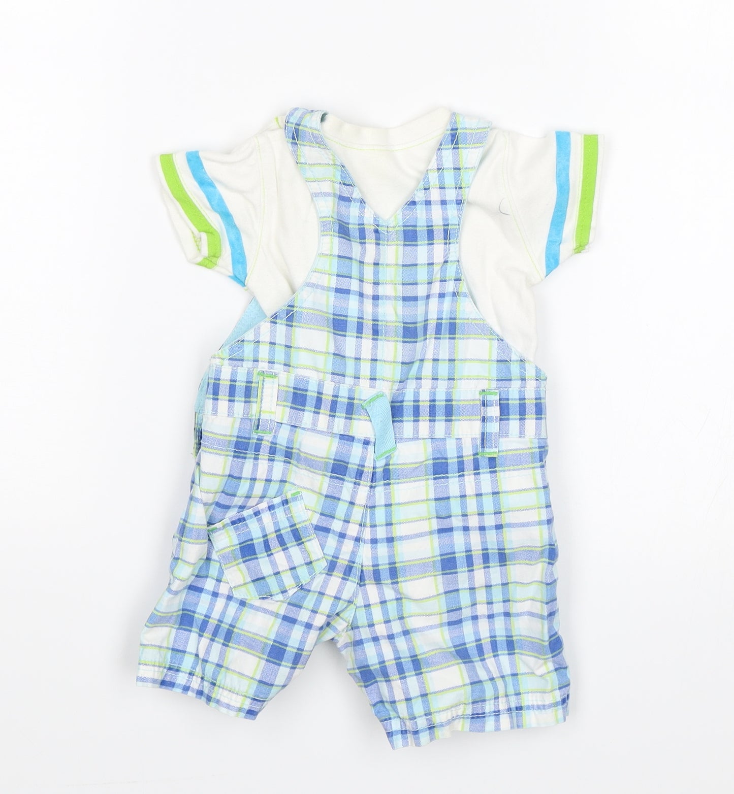 NEXT Baby Blue Check  Dungaree One-Piece Size 0-3 Months