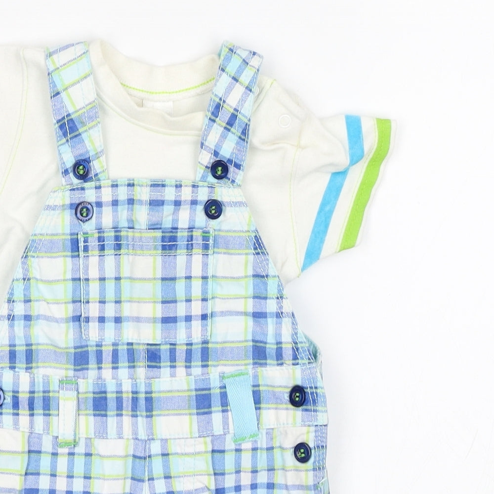 NEXT Baby Blue Check  Dungaree One-Piece Size 0-3 Months