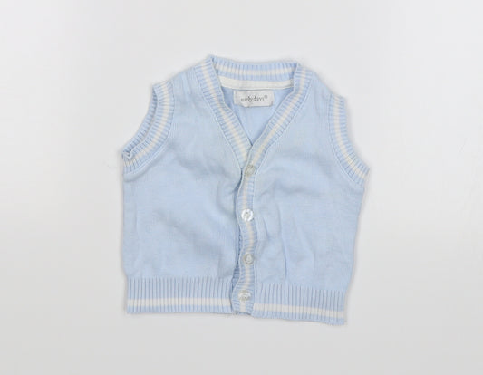 Front view of Early Days Baby Blue Basic Coat Coatigan, size 0-3, Months