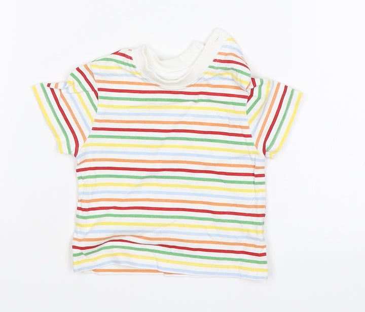 Baby Boutique Baby White Striped  Basic T-Shirt Size 0-3 Months