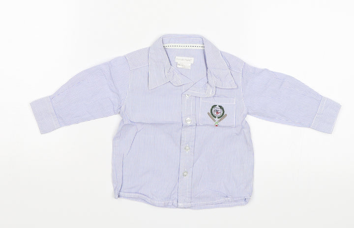 mamas & papas Baby Blue Striped  Basic Button-Up Size 0-3 Months