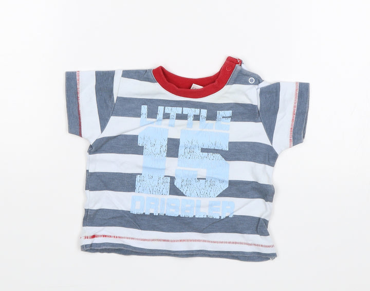 NEXT Baby Blue Striped Basic T-Shirt Size 0-3 Months - Little dribbler