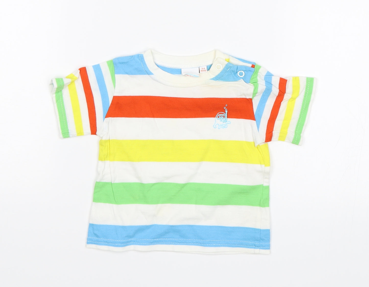 Blue Zoo Baby White Striped  Basic T-Shirt Size 3-6 Months  - Octopus