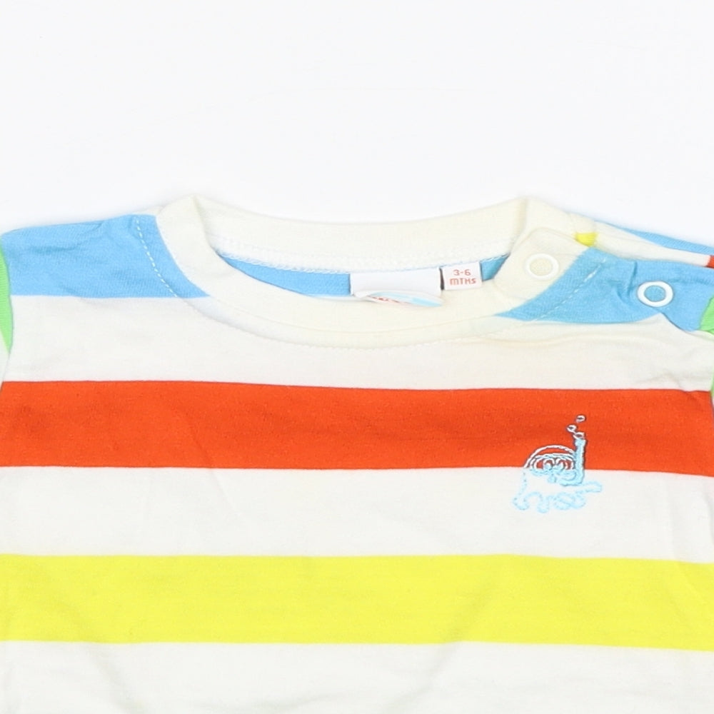 Blue Zoo Baby White Striped  Basic T-Shirt Size 3-6 Months  - Octopus