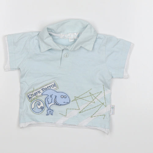 Nursery Time Baby Blue   Basic Polo Size 0-3 Months  - Shark patrol