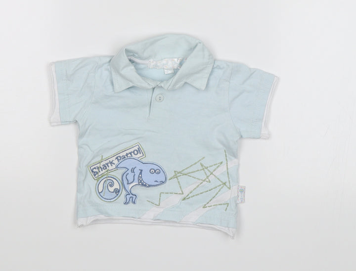 Nursery Time Baby Blue Basic Polo Size 0-3 Months - Shark patrol