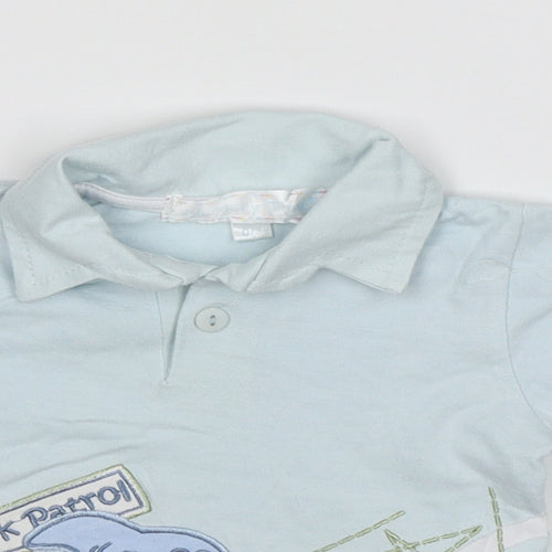Nursery Time Baby Blue   Basic Polo Size 0-3 Months  - Shark patrol