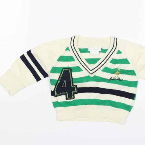 mamas & papas Baby White Striped  Pullover Jumper Size 0-3 Months  - Golden Duck