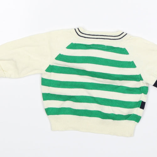 mamas & papas Baby White Striped  Pullover Jumper Size 0-3 Months  - Golden Duck