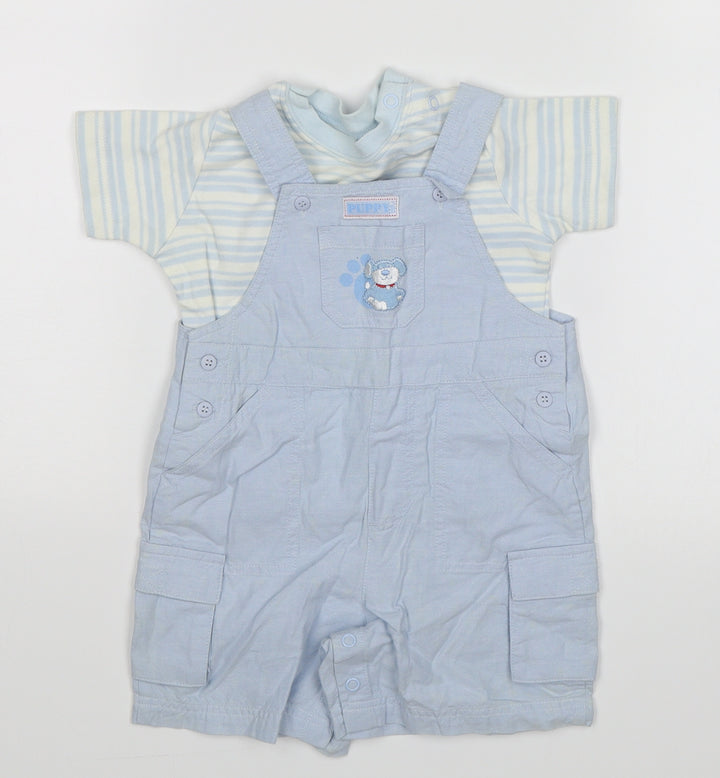 NEXT Baby Blue Striped  Dungaree One-Piece Size 3-6 Months  - Dog