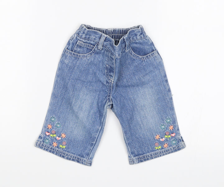 Tiny Ted Baby Blue Floral Jogger Jeans Size 3-6 Months