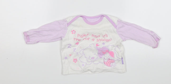 George Baby White Jersey T-Shirt Size 3-6 Months - Piglet says its time for a snooze