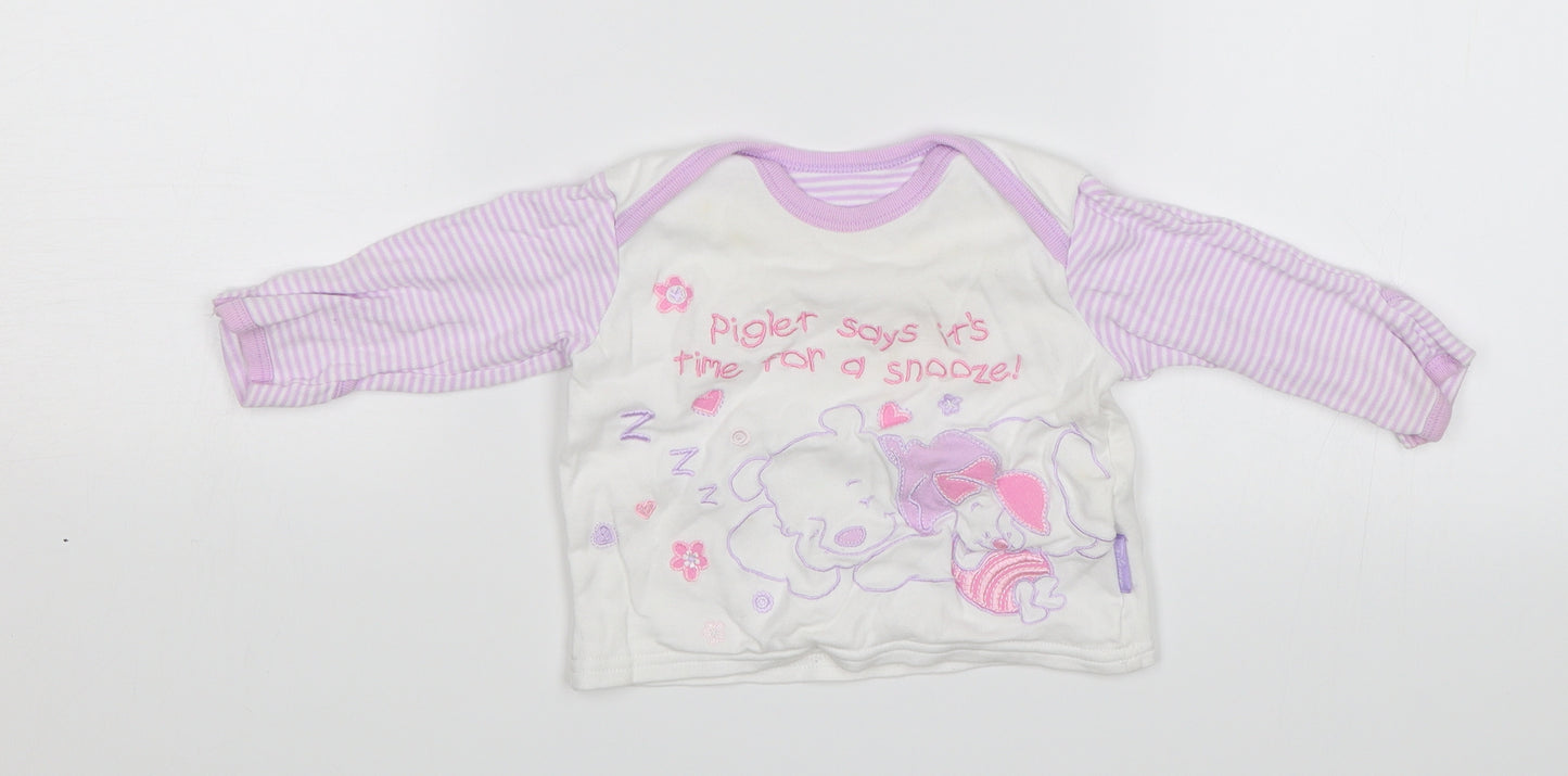 George Baby White   Jersey T-Shirt Size 3-6 Months  - Piglet says its time for a snooze