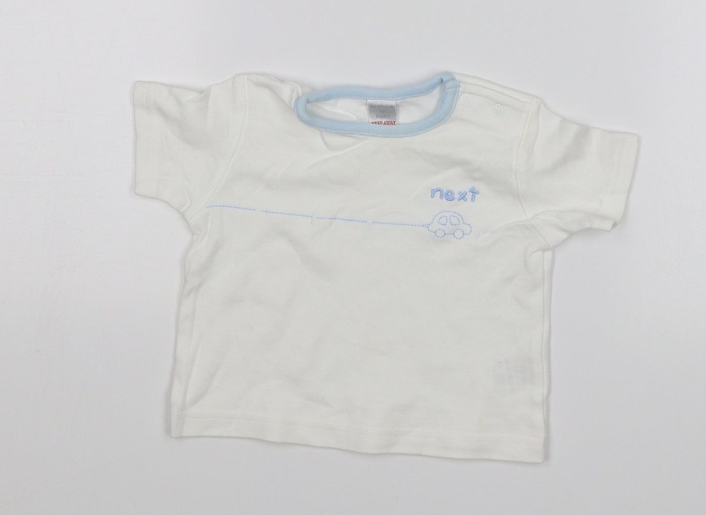 NEXT Baby White   Basic T-Shirt Size 0-3 Months  - Car