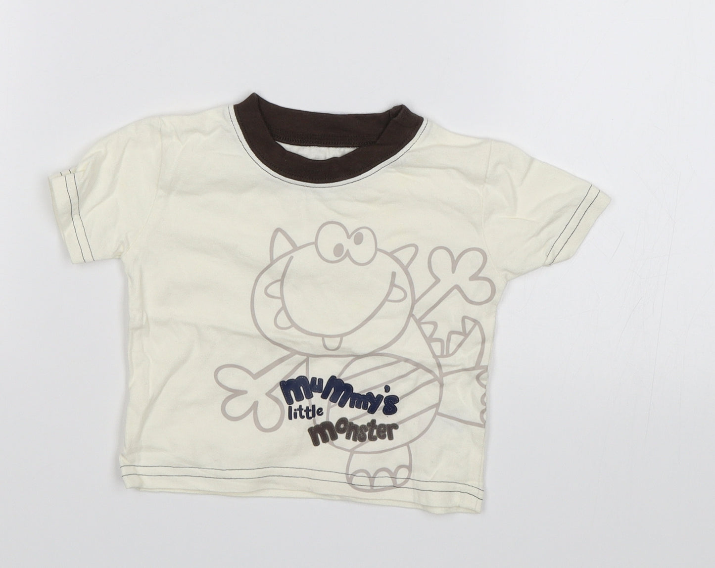 George Baby White   Basic T-Shirt Size 0-3 Months  - Mummy's little monster
