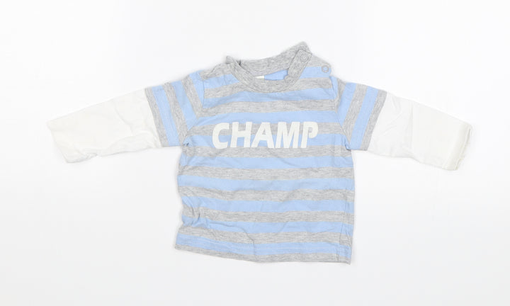 Tiny Ted Baby Blue Striped  Jersey T-Shirt Size 3-6 Months  - Champ