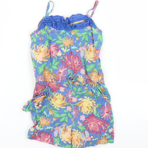 E-vie Girls Blue Floral  Playsuit One-Piece Size 2 Years