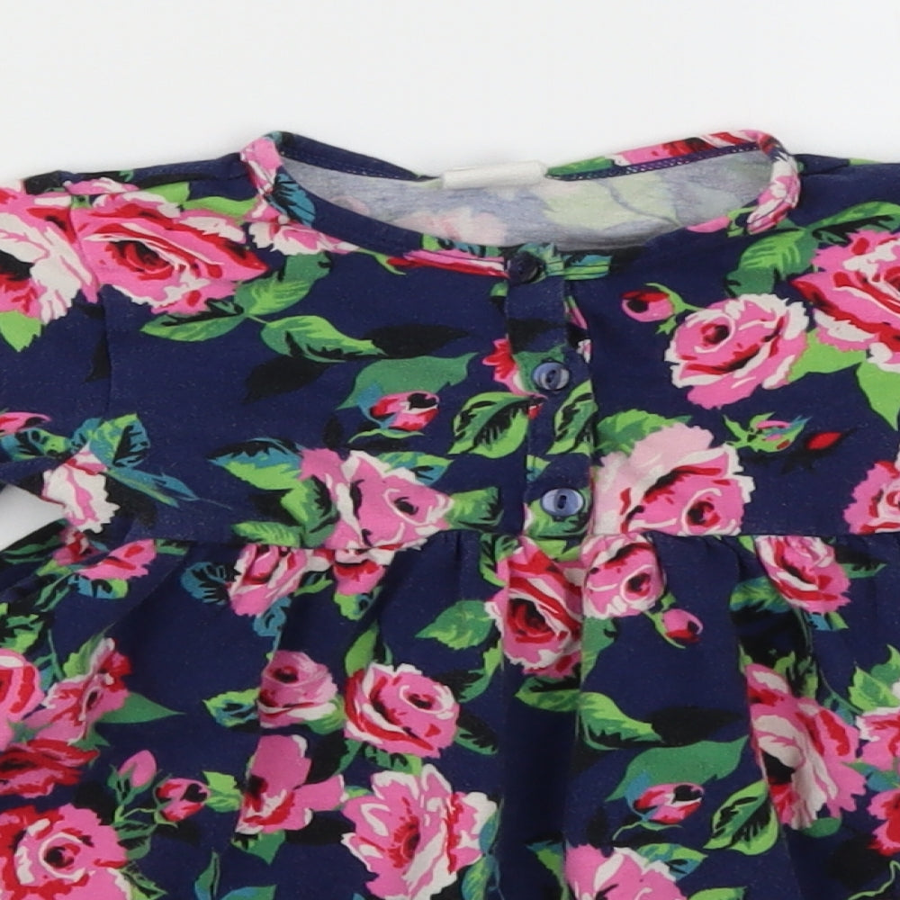 H&M Girls Blue Floral  Fit & Flare  Size 12-18 Months