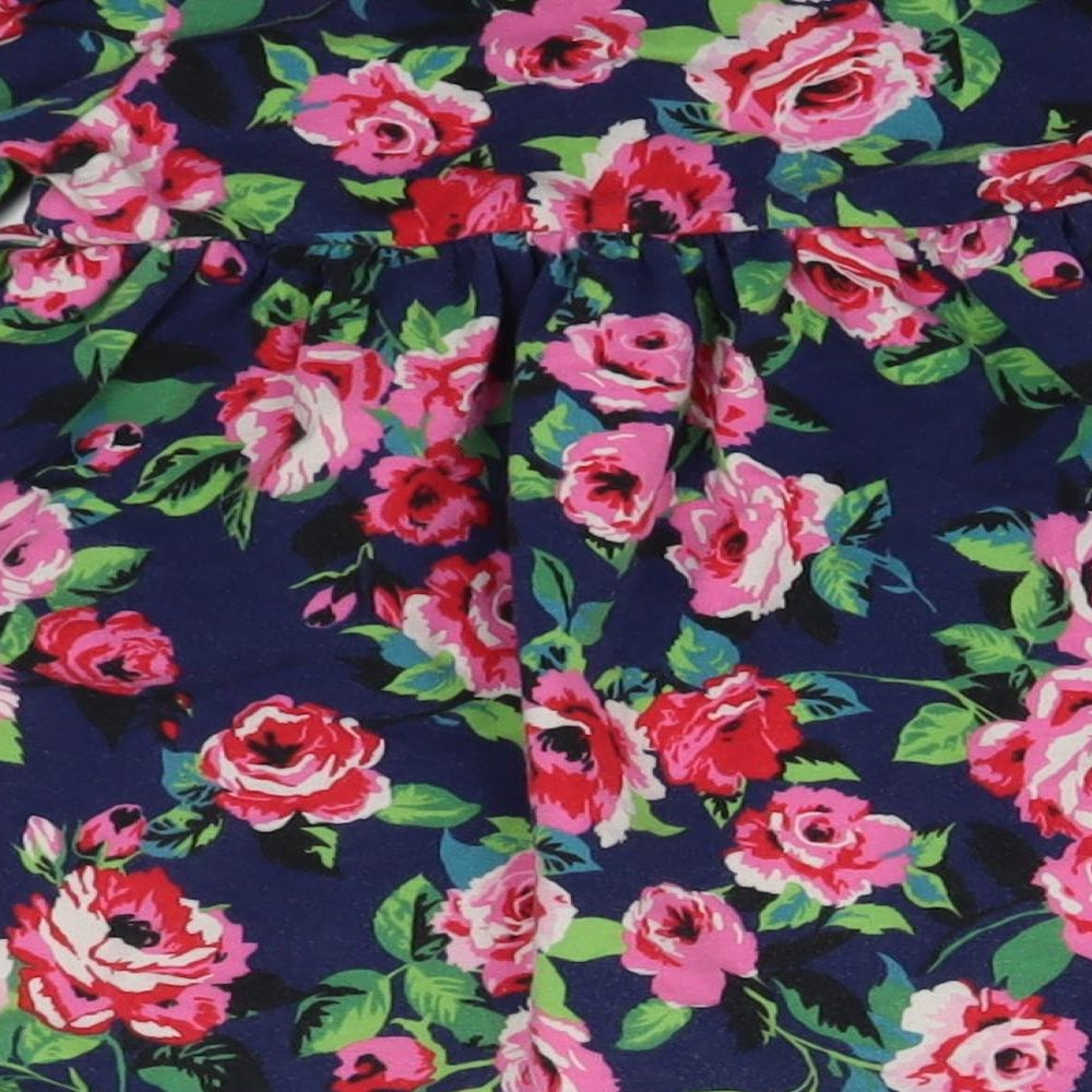 H&M Girls Blue Floral  Fit & Flare  Size 12-18 Months
