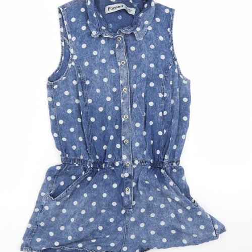 New Look Womens Blue Polka Dot  Playsuit One-Piece Size 8
