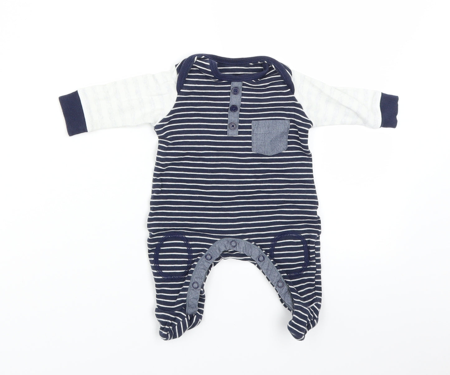 George Baby Blue Striped  Babygrow One-Piece Size 0-3 Months