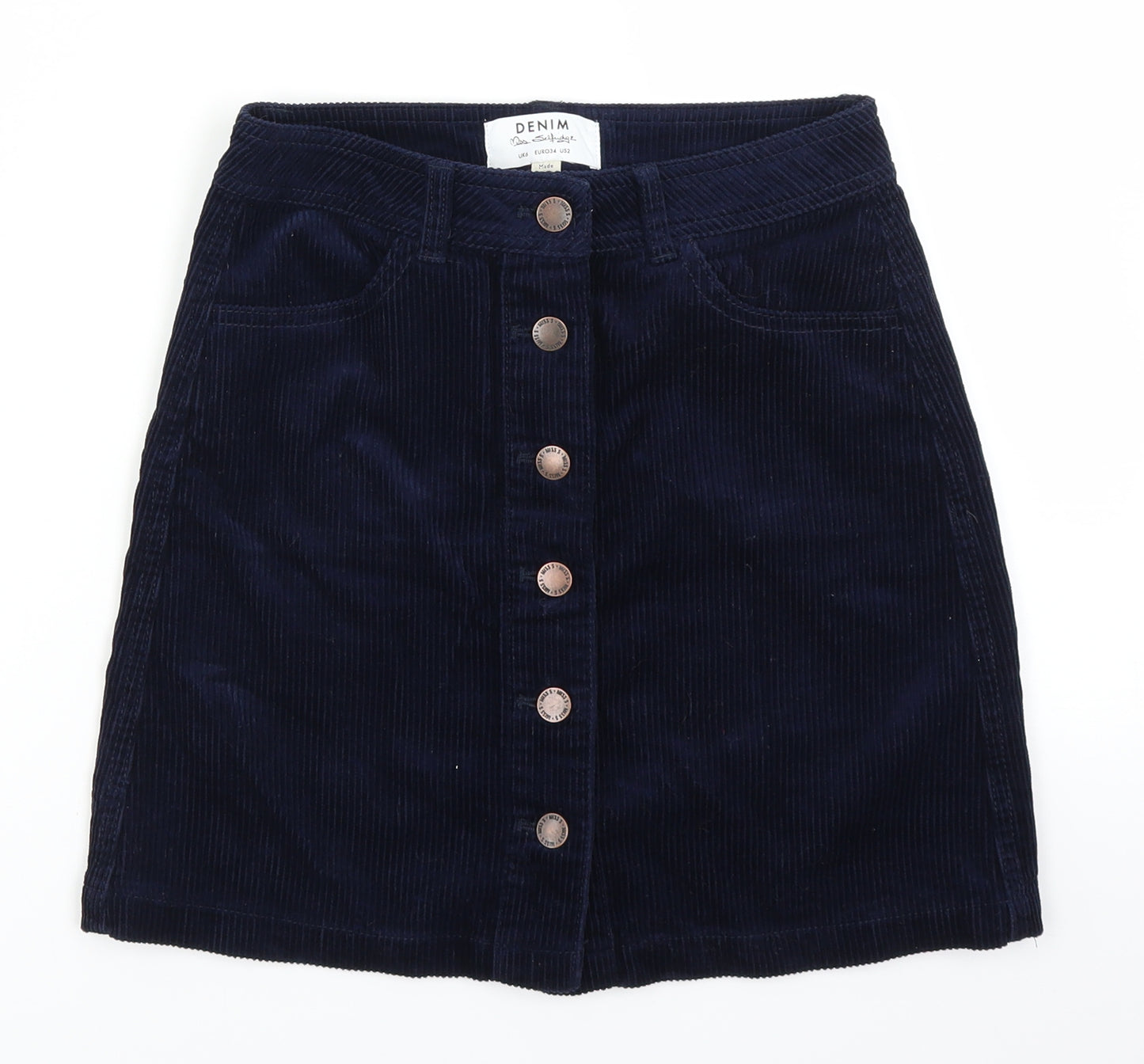 Denim Womens Blue  Corduroy A-Line Skirt Size 6