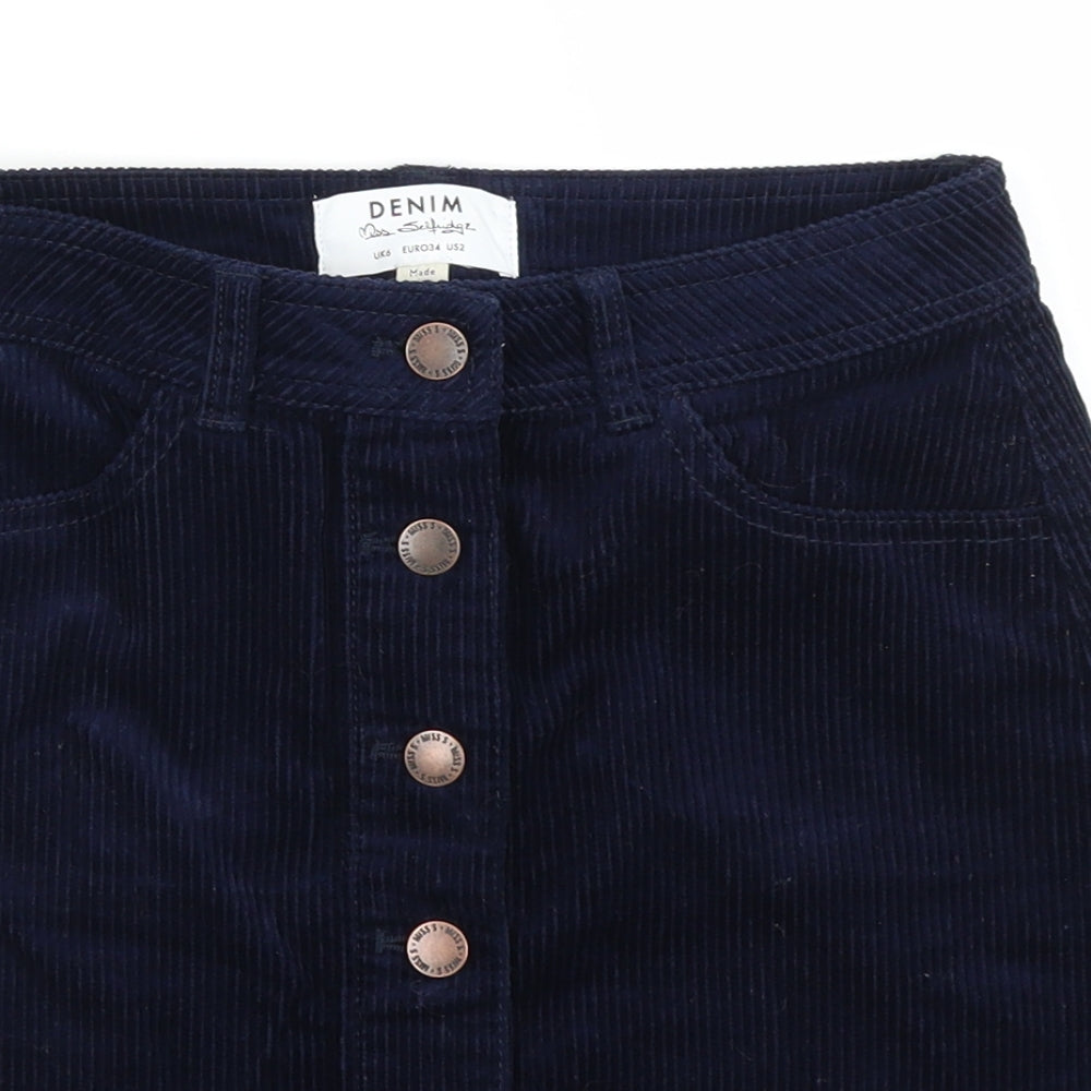 Denim Womens Blue  Corduroy A-Line Skirt Size 6