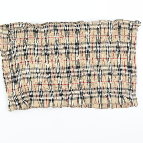 Misspap Womens Brown Plaid  Cropped Tank Size 8