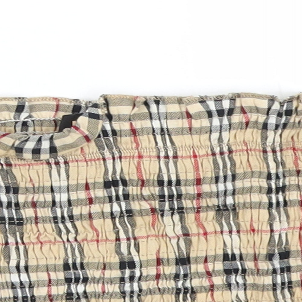 Misspap Womens Brown Plaid  Cropped Tank Size 8