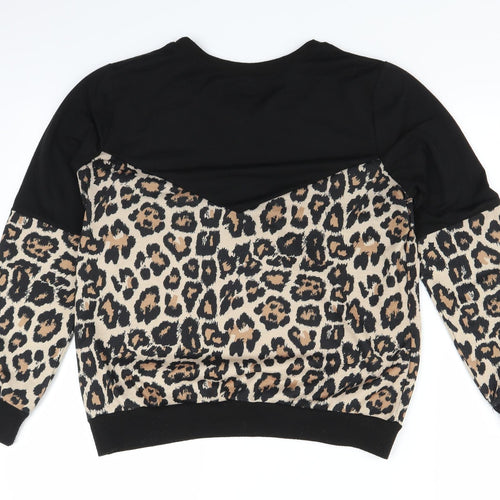 Preworn Womens Black Animal Print  Pullover Jumper Size S