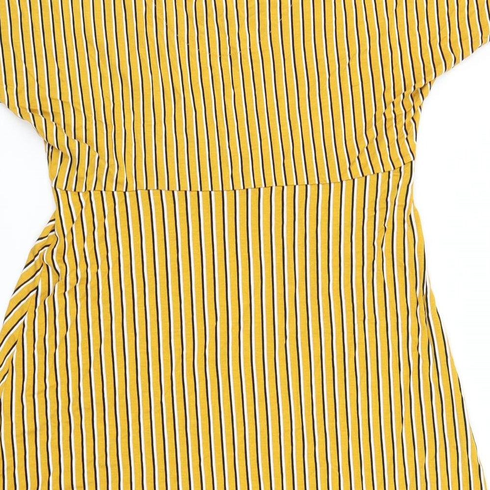 Debenhams Womens Yellow Striped  Fit & Flare  Size 16