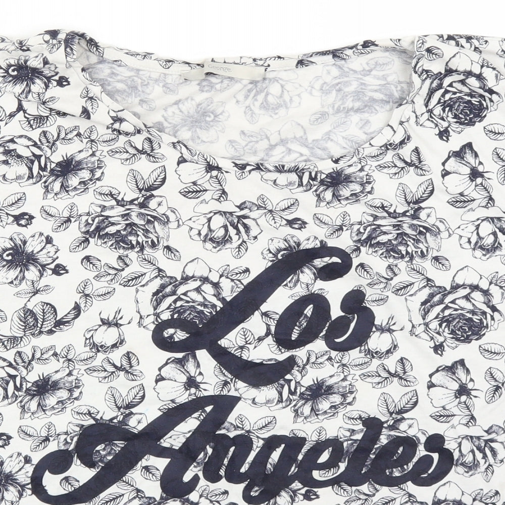 George Womens White Floral  Basic T-Shirt Size 20