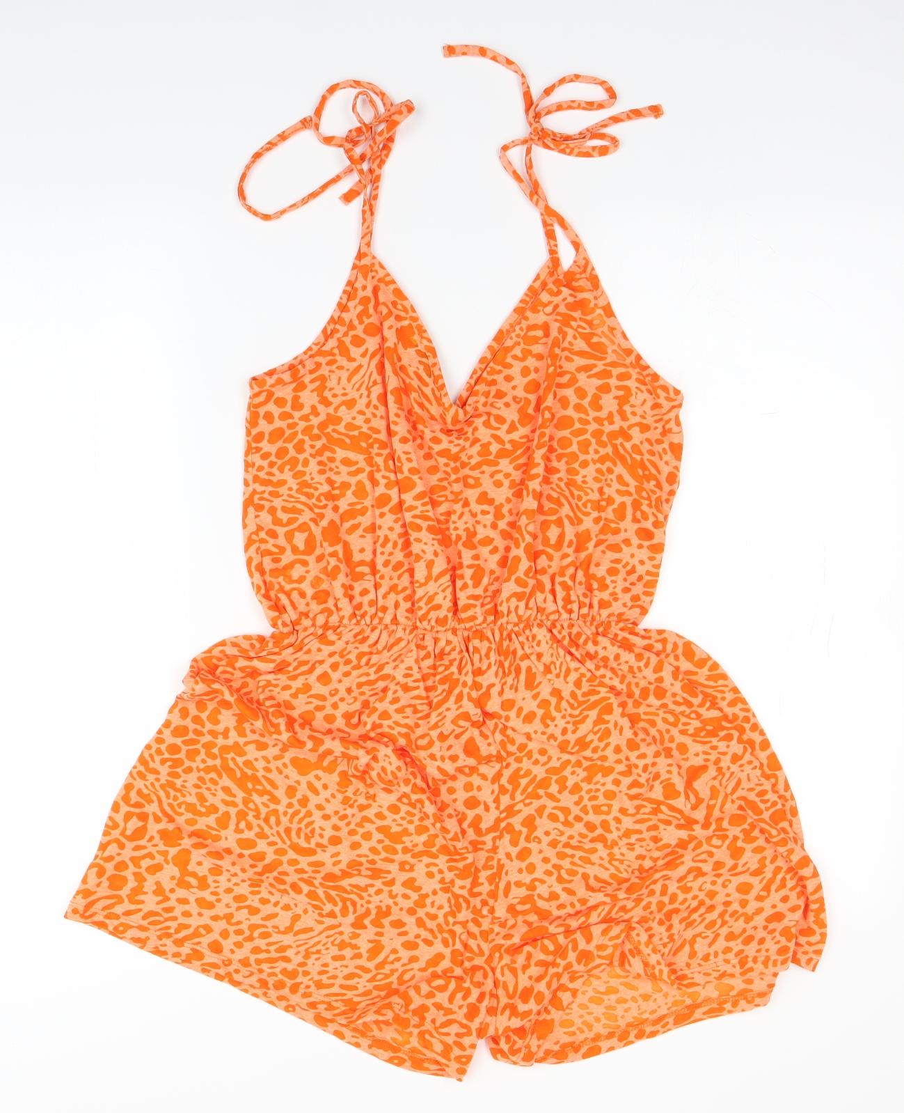 George Womens Orange Animal Print  Jumpsuit One-Piece Size M L3 in