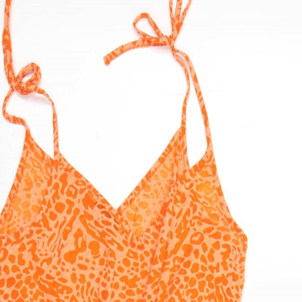 George Womens Orange Animal Print  Jumpsuit One-Piece Size M L3 in
