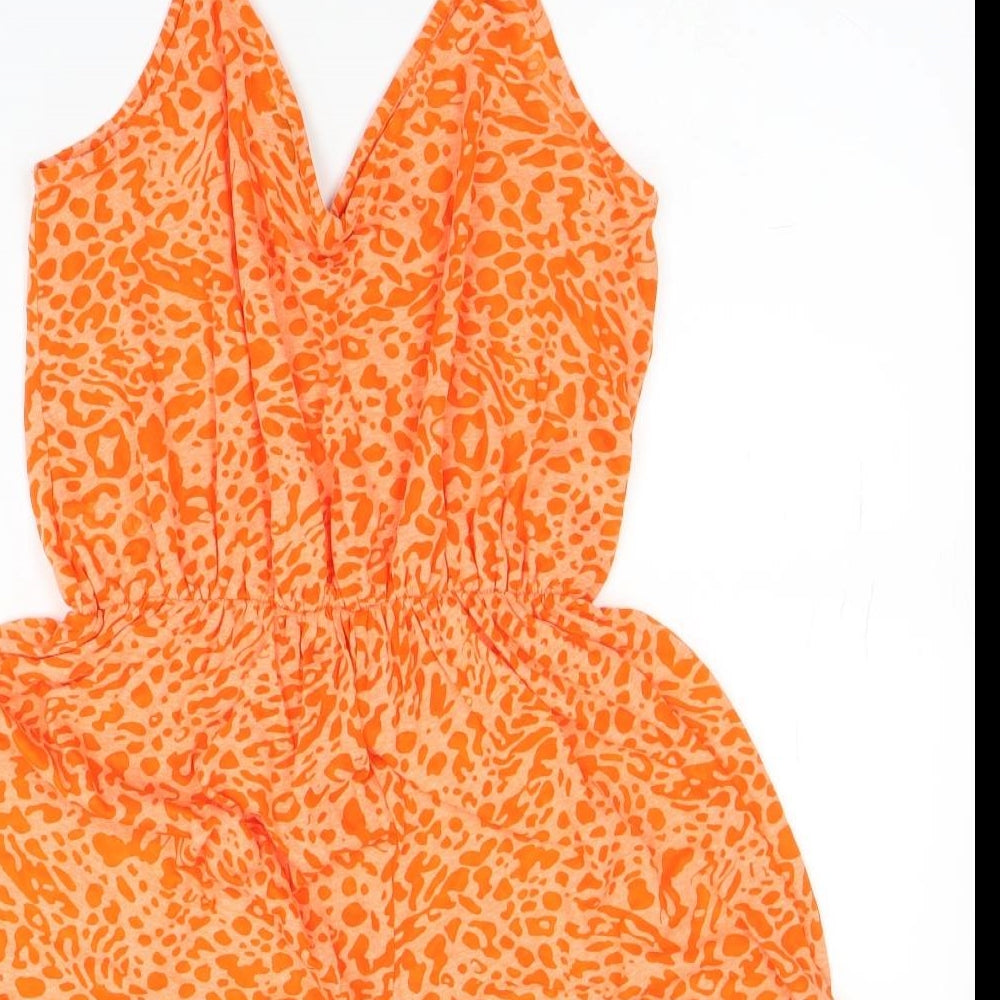George Womens Orange Animal Print  Jumpsuit One-Piece Size M L3 in