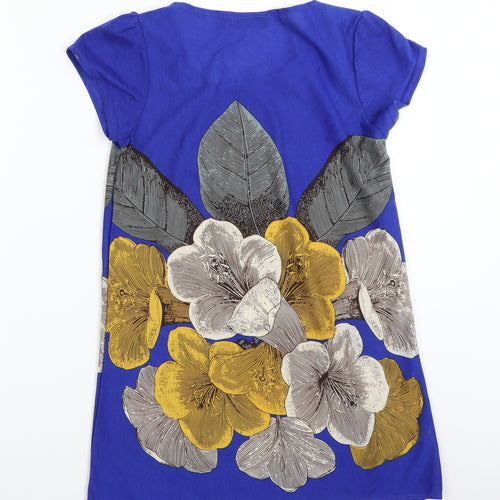 Angel Eye Womens Blue Floral  Basic Blouse Size M  - longline