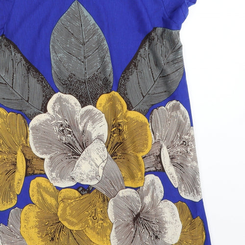 Angel Eye Womens Blue Floral  Basic Blouse Size M  - longline