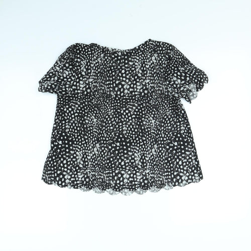 Topshop Womens Black Polka Dot  Cropped T-Shirt Size 6
