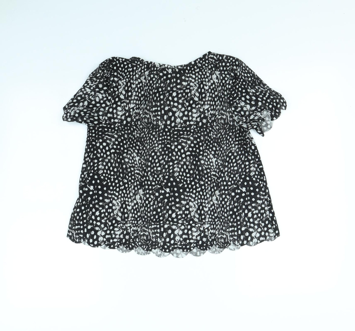Topshop Womens Black Polka Dot  Cropped T-Shirt Size 6