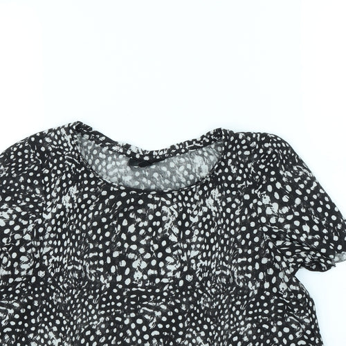 Topshop Womens Black Polka Dot  Cropped T-Shirt Size 6