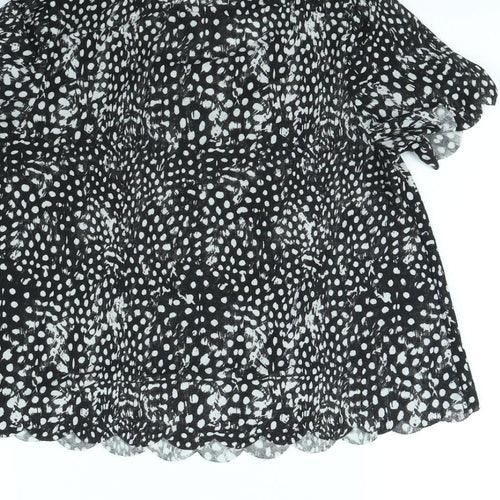 Topshop Womens Black Polka Dot  Cropped T-Shirt Size 6