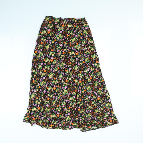New Look Womens Black Floral  Maxi Skirt Size 6