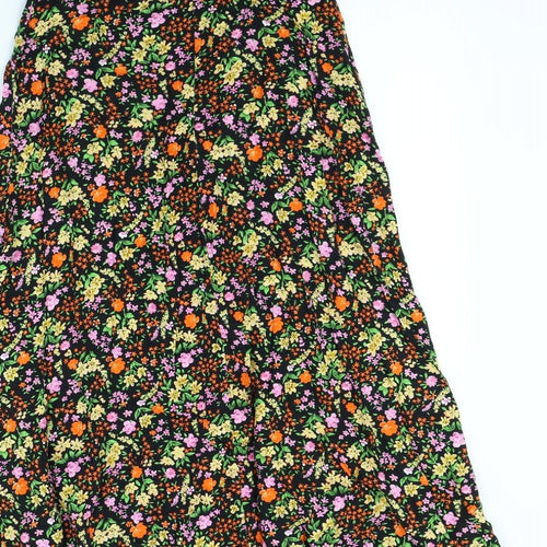 New Look Womens Black Floral  Maxi Skirt Size 6
