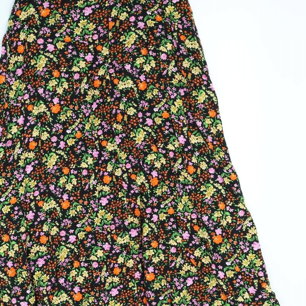 New Look Womens Black Floral  Maxi Skirt Size 6