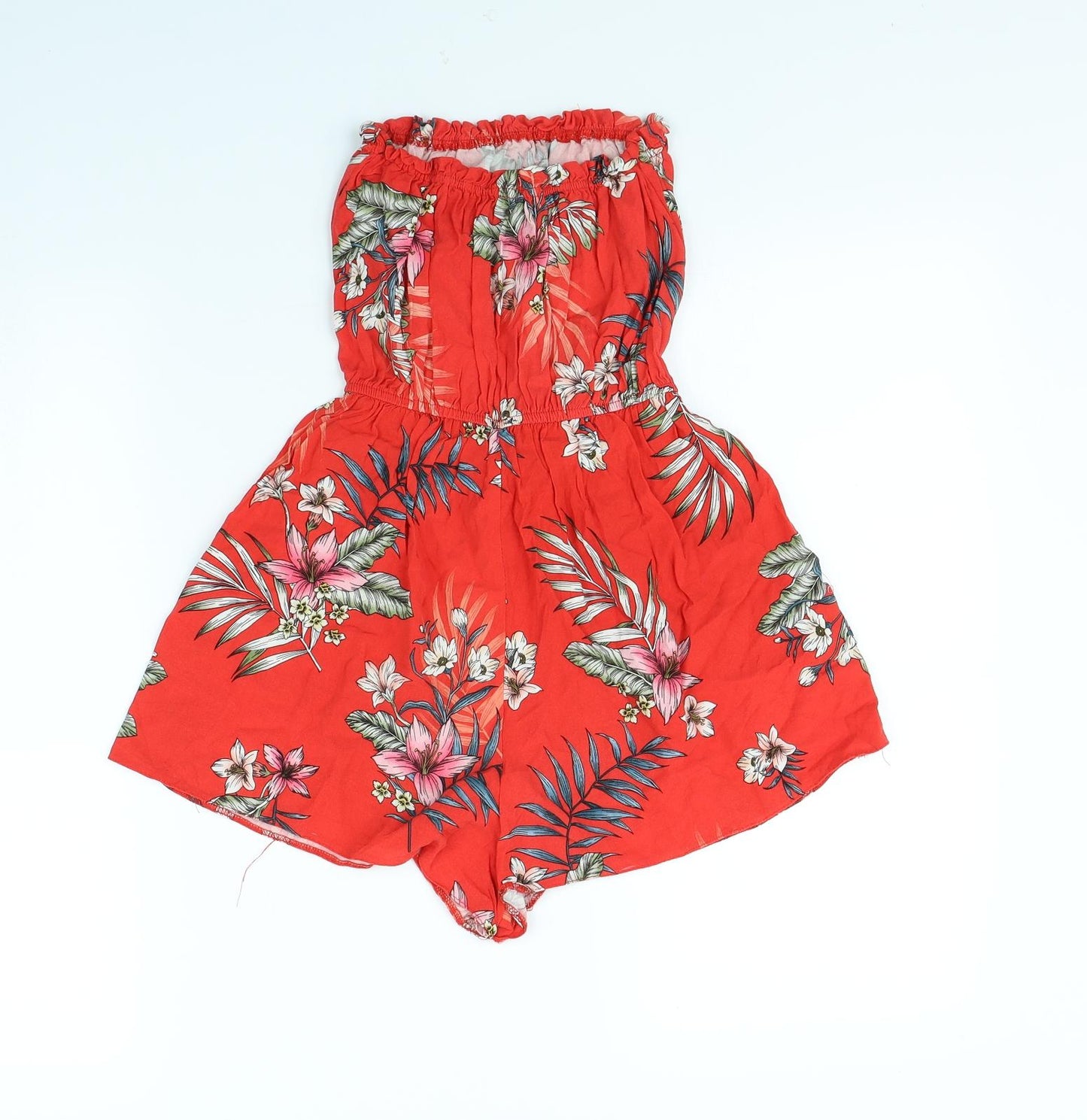 New Look Womens Red Floral  Playsuit One-Piece Size 6 L3 in